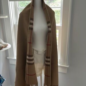 Burberry Tan Cape with Striped Accents
